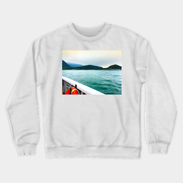 Mountain Lake Ferry Crossing Crewneck Sweatshirt by Spindriftdesigns